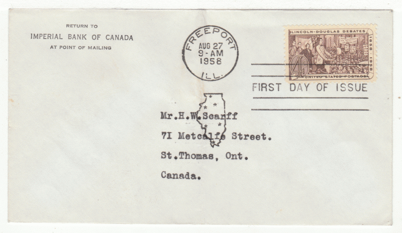 USA First Day Cover # 1115 - Lincoln Douglas Debates