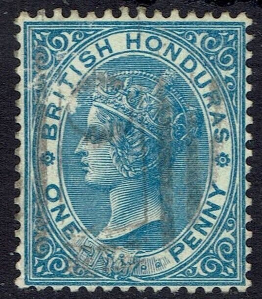 BRITISH HONDURAS 1872 QV 1D WMK CROWN CC PERF 14 USED