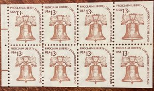 US #1595c *MNH* Damaged Gum Bklt Pane of 8 Liberty Bell SCV $2.25 L42