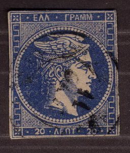 1875, Greece 20L, Used, Sc 47