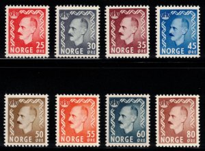 NORWAY 1950-51 King Haakon VII; Scott 310-17; MNH