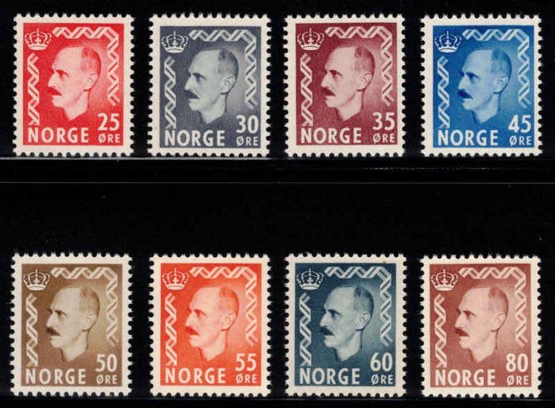 NORWAY 1950-51 King Haakon VII; Scott 310-17; MNH