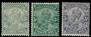 INDIA SG151-154b, SHORT SHADE SET, M MINT.