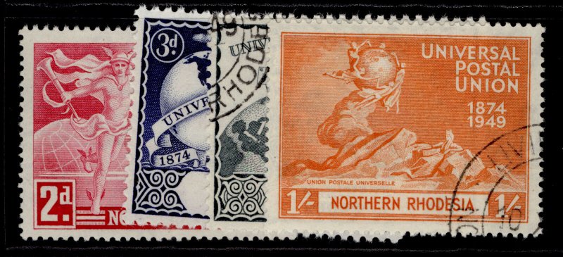 NORTHERN RHODESIA GVI SG50-53, anniversary of UPU set, FINE USED. Cat £11.