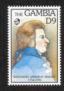 Gambia Scott 1334 MNHOG - 1992 9d Mozart Issue - SCV $4.00