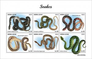 SIERRA LEONE - 2023 - Snakes - Perf 6v Sheet - Mint Never Hinged