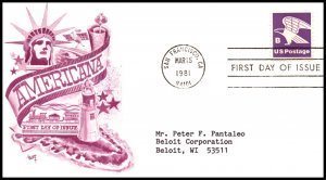US 1818 B Eagle Marg Typed FDC
