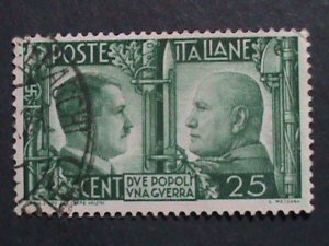 ​ITALY-1941 OVER 81 YEARS OLD-HITLER & MUSSOILINI LARGE -USED STAMPS VF