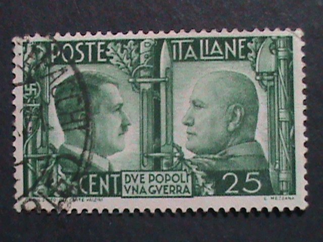 ​ITALY-1941 OVER 81 YEARS OLD-HITLER & MUSSOILINI LARGE -USED STAMPS VF