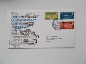 1970 Commonwealth Games First Day Cover SHS Edinburgh BCG + Insert Typed Address