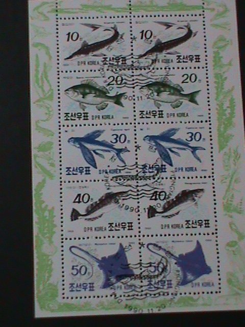 ​KOREA-1990-SC#2951-5-SEA FISHES-CTO-SHEET-VERY FINE-WE SHIP TO WORLDWIDE