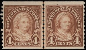 US #601 SUPERB mint hinged, LINE PAIR, near perfectly centered,  SUPER CHOICE!