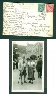 Czechoslovakia. 1936. Photocard. Used. Marienbad. Couple, Folk Costume. Adr.Sch.