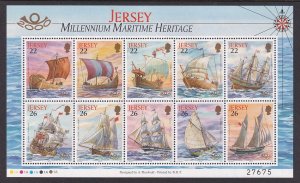 Jersey 950b Sailing Ships Souvenir Sheet MNH VF