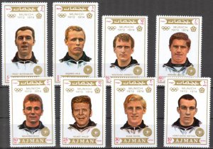 Ajman 1971 Olympics Football Soccer Players set of 8 MNH