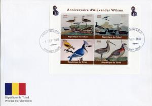 Chad 2018 FDC Alexander Wilson Ornithologist 4v M/S Cover Birds Stamps