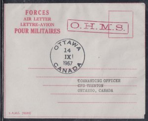 Canada -Sep 1967 Forces Air Letter, Ottawa, ON