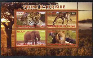 CONGO KIN. - 2009 - African Animals - Perf 4v Sheet - MNH - Private Issue