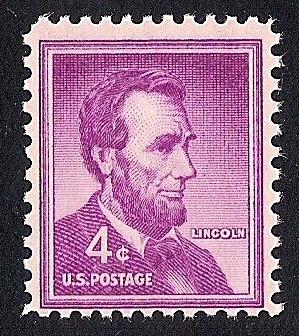 1036B 4 cent 1954 Abraham Lincoln tagged, Stamp Mint NH OG VF