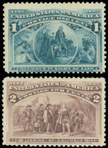 US Scott #230-31 Mint-NH, Columbian Exposition Issue, SCV $63.50 (SK)