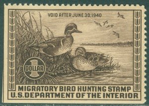 EDW1949SELL : USA 1939 Scott #RW6 Extra Fine, Mint Never Hinged. Catalog $250.00