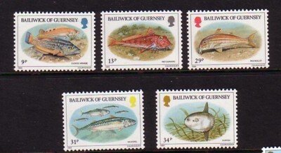 Guernsey Sc 308-12 1985 local fish stamp set mint NH