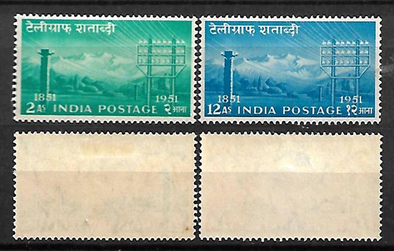 INDIA STAMPS 1953 100th ANNIV. OF INDIAN TELEGRAPHS Sc.#246,247. MLH