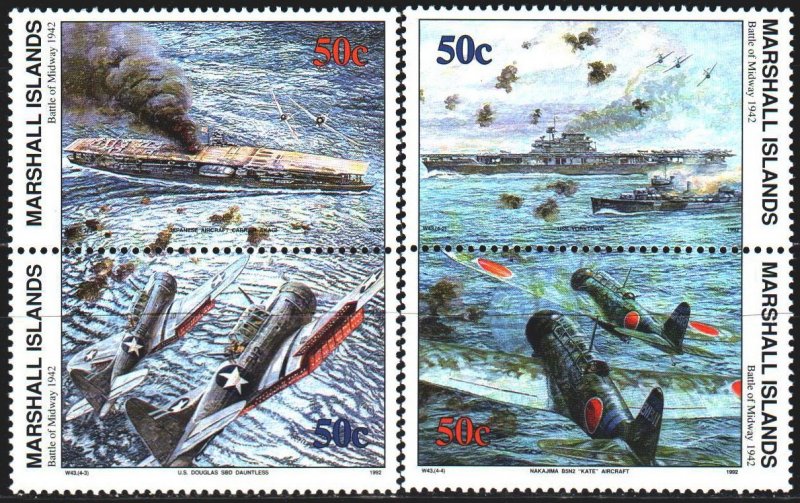 Marshall islands. 1992. 426-29. Battle of the Pacific. MNH.