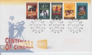 1995 Australia Centenary of Cinema S5 (Scott 1441-45a) FDC  