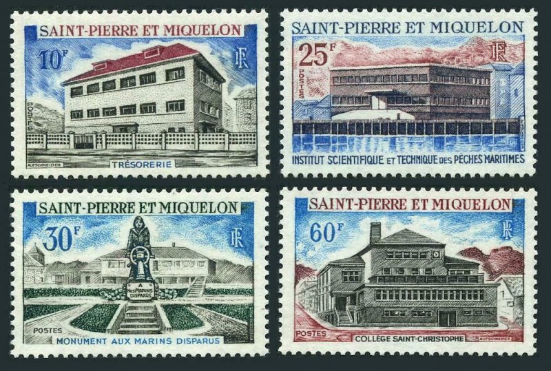 St Pierre & Miquelon 385-388, MNH. Mi 437-440. Treasury 1969, Monument, College.