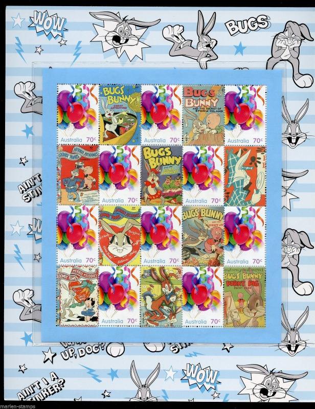 AUSTRALIA  2015 BUGS BUNNY  SET OF TWO PERSONALIZED SHEETS IN FOLDER MINT 