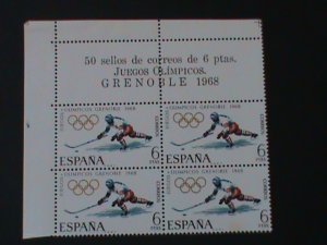 ​SPAIN-1968-SC#1546- 19TH OLYMPIC GAMES-MEXICO CITY-IMPRINT BLOCK-MNH -VF