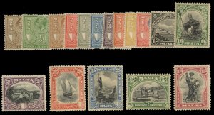 Malta #167-183 Cat$308 (for hinged), 1930 Postage and Revenue, complete set, ...