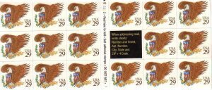 SCOTT 2595a  EAGLE 29¢  BROWN  CONVERTIBLE PANE OF 17  MNH  1992