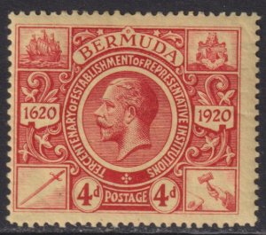 1921 Bermuda KGV King George 4 pence issue Wmk 3 MLH Sc# 77 CV $20.00