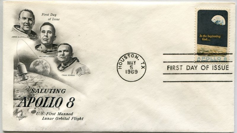 1371 6c Apollo 8,  Art Craft First Day Cover