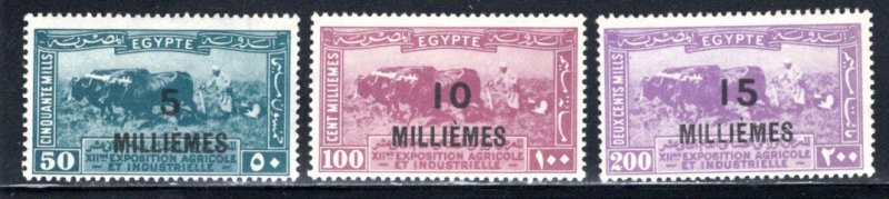 Egypt #115-117  Unused  VF   CV $7.50    ....  1820749