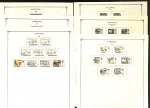 Sarawak Stamp Collection on 12 Scott International Pages, 1871-1979