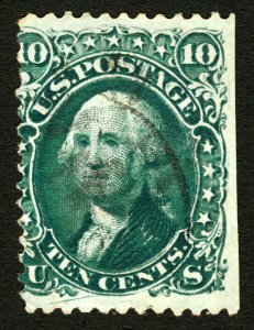 #68 1861 10c Green Washington Fine Used Double Transfer in Tag Rare