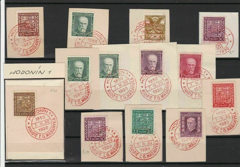 Czechoslovakia 1930 Souvenir Stamps Hodonin Cancels On Piece Ref 23864