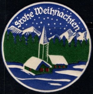 Vintage Germany Die Cut Poster Stamp Merry Christmas MNH