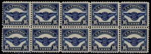 #C5 16c 1923 BLOCK OF 10 F-VF OG NH CV $1,500 HV6053