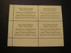 RW42, $5 Canvasbacks & Decoy, PB4 #172777 LR, 1975 Duck Stamp, MNH BEAUTY