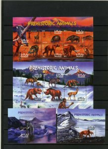 MALDIVES 2002 PREHISTORIC ANIMALS 2 SHEETS OF 6 STAMPS & 2 S/S MNH