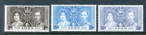 ADEN SC#13-15 Coronation of King George VI (1937) MH