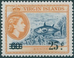 British Virgin Islands 1962 25c on 60c indigo & yellow-orange SG170 unused