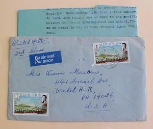 MAURITIUS  COVER WITH LETTER 1978 TO USA