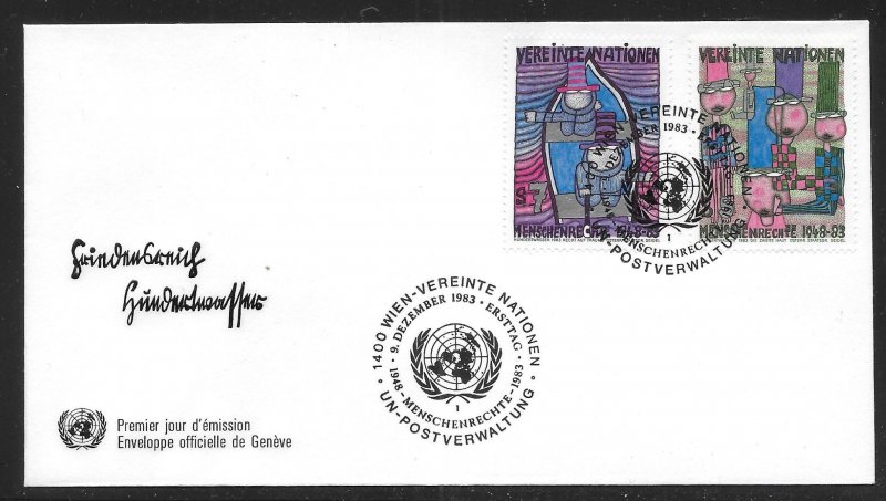 UN Vienna  37-38 35th Human Rights FDC Geneva Cachet