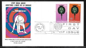 United Nations NY 236-237 Drug Abuse WFUNA Cachet FDC First Day Cover