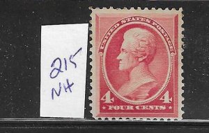 US #215 1888 JACKSON 4 CENTS (CARMINE)- MINT NEVER HINGED